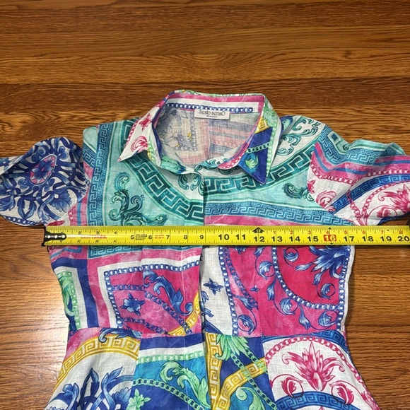 Sesto Senso Italian Linen Printed Button Up Maxi Shirtdress Medium Europe - Picture 11 of 12